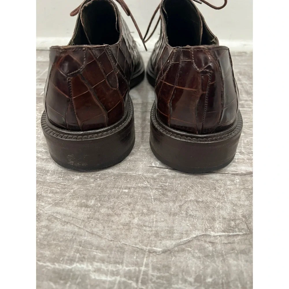 Bottino Mens Brown Genuine Alligator Leather Oxfords SZ 10 Made in Spain Luxury